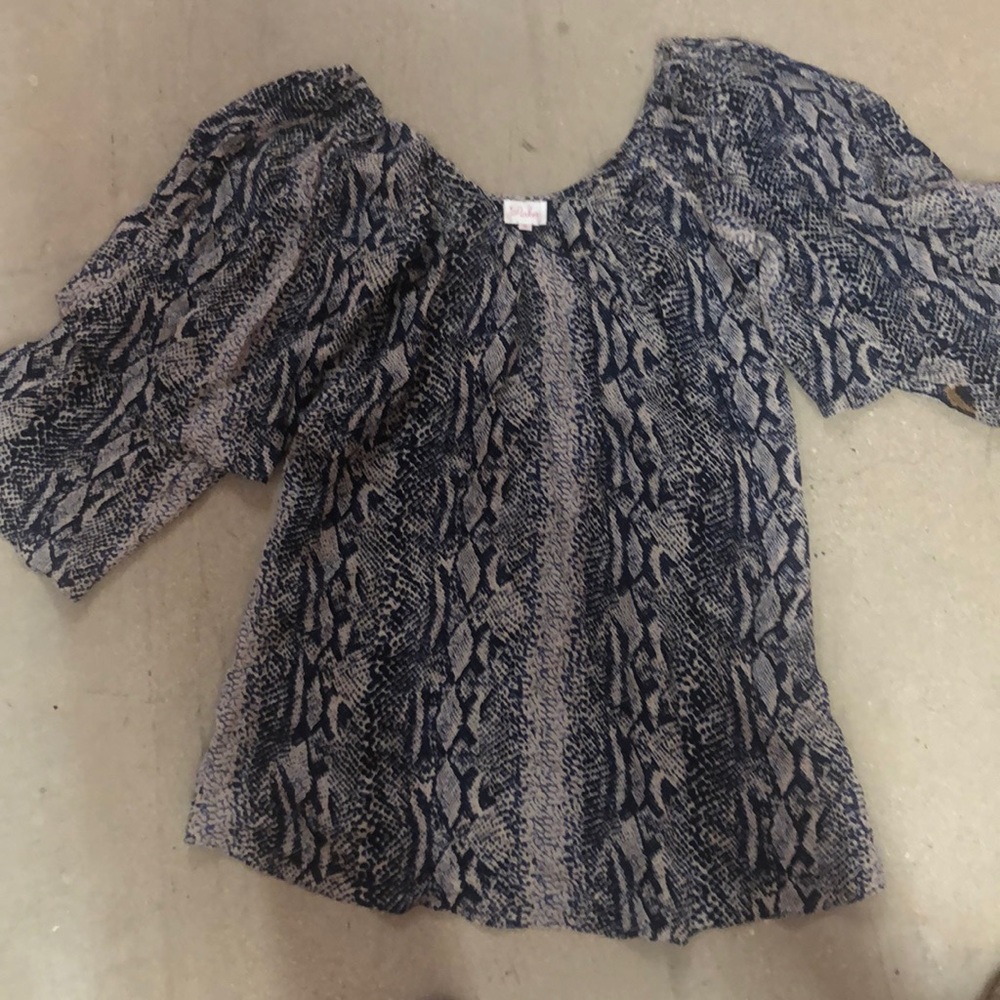 PARKER.  Shift dress in blue snake print